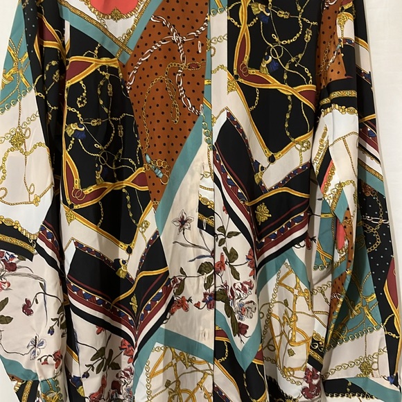 Zara Used Geometic Pattern Long Sleeve Button Shirt - Picture 3 of 4